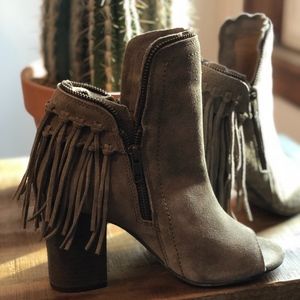Diba True Fringe Peep-Toe Booties
